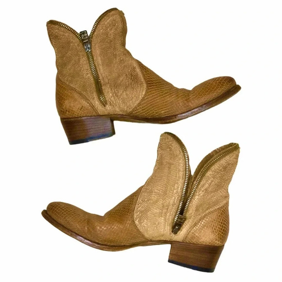 Pantanetti Python Suede Leather Boots 38 Made in Italy Exotic Designer Ankle - Picture 5 of 12